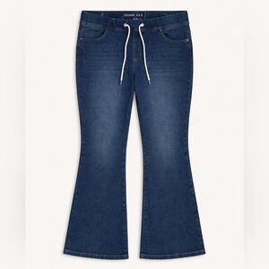 Gemma Rae Women’s 14W Flare Jeans Medium Wash Stretch Pull-On Drawstring